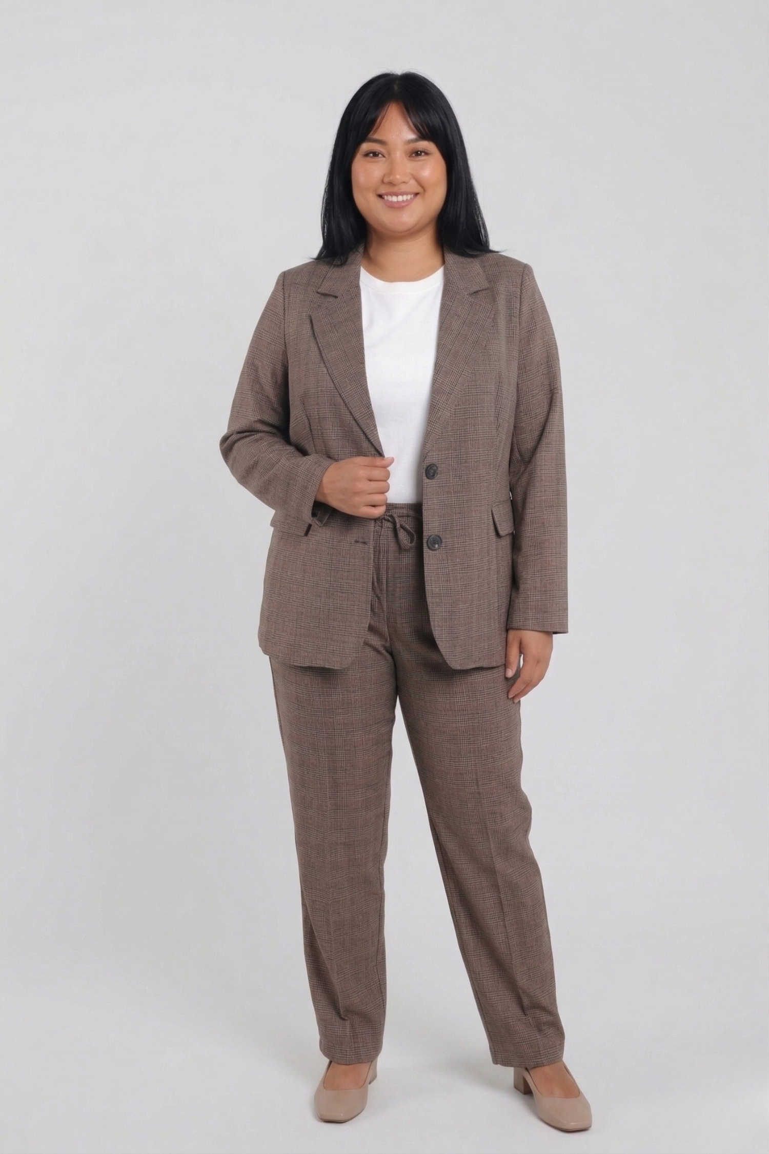 Geruite blazer met lurex