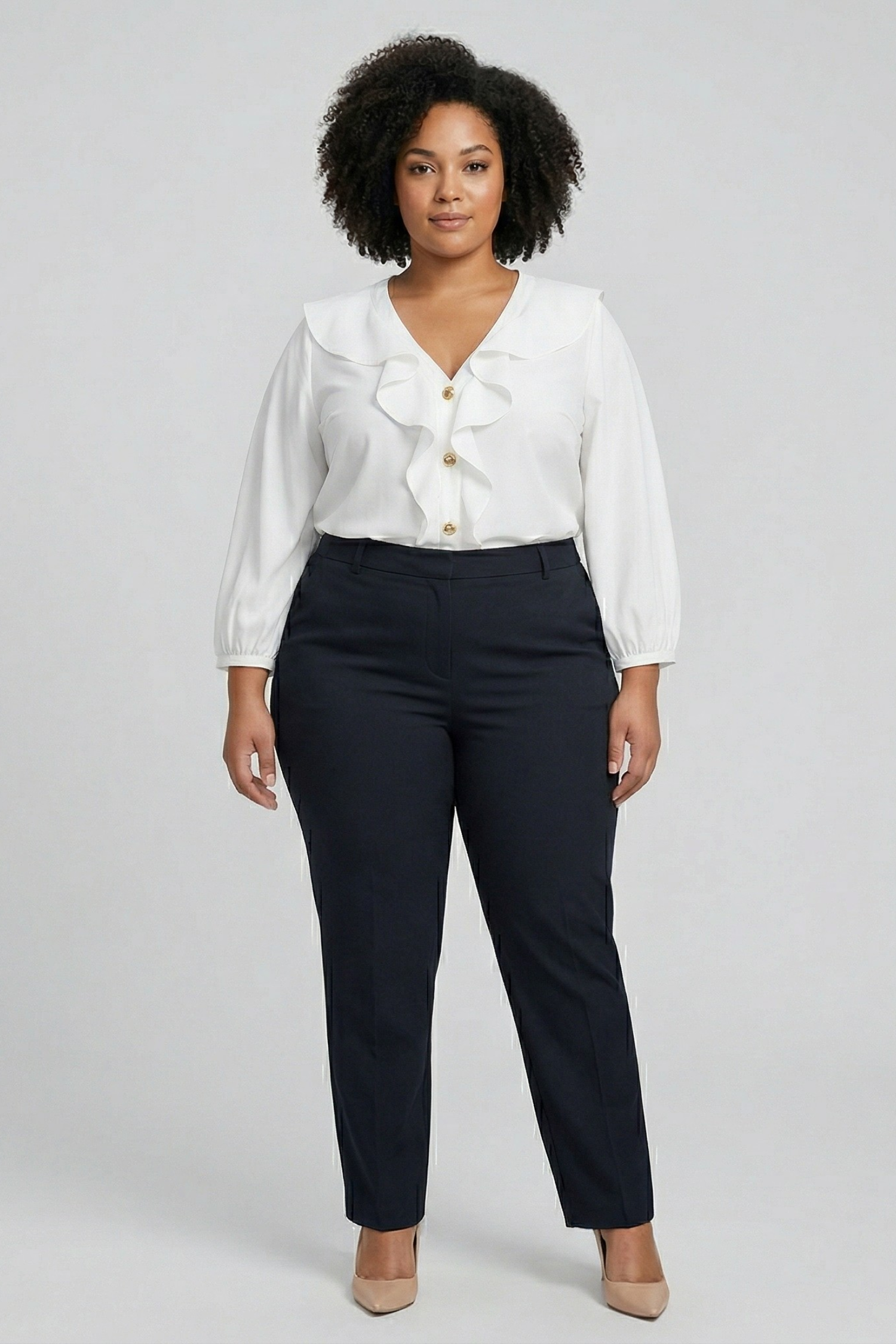 Luxo| Effen blouse met ruches