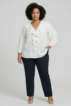 Luxo| Effen blouse met ruches