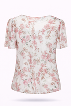 T-shirt van mesh met bloemenprint