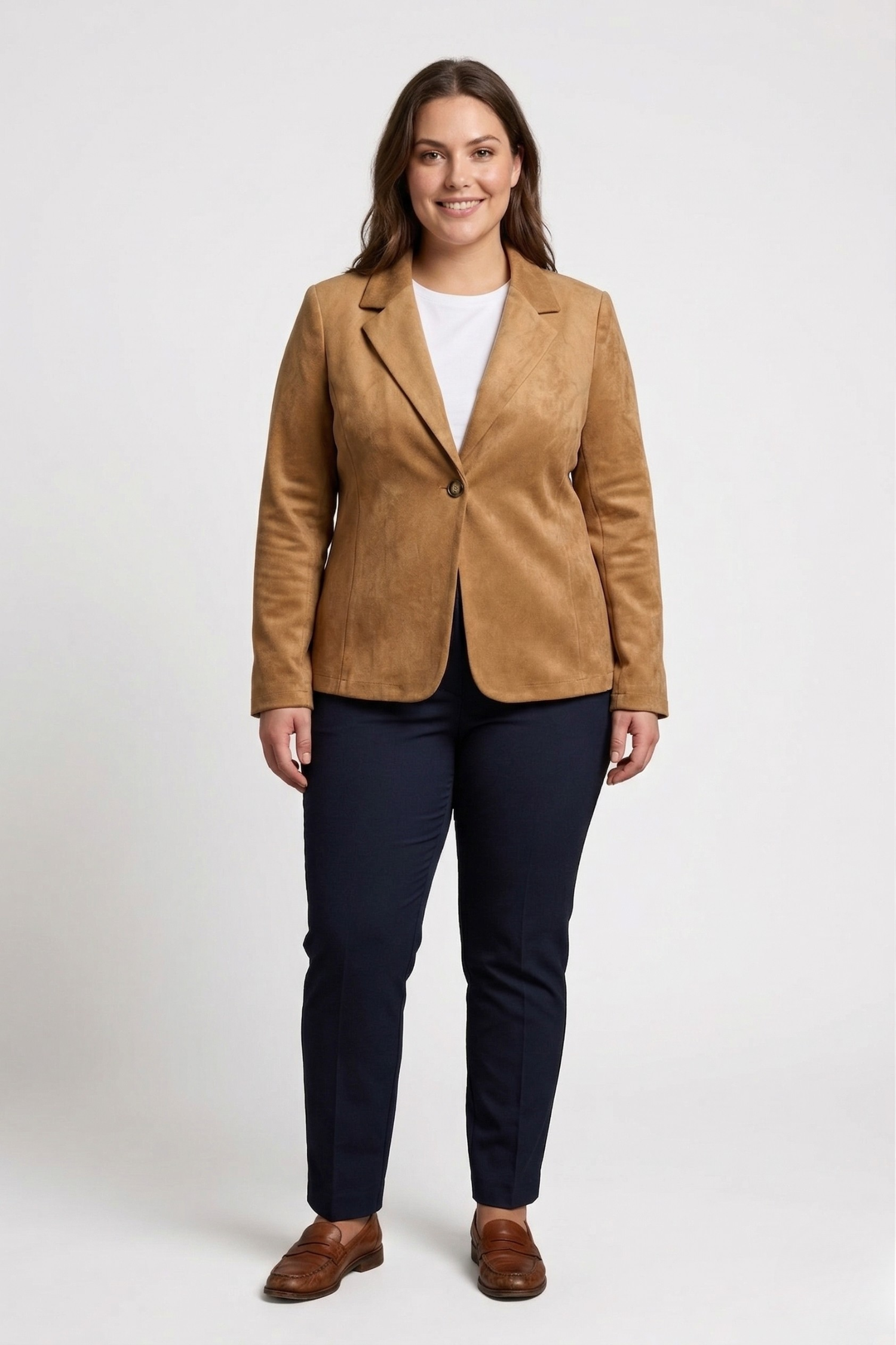 Effen blazer met suède-effect