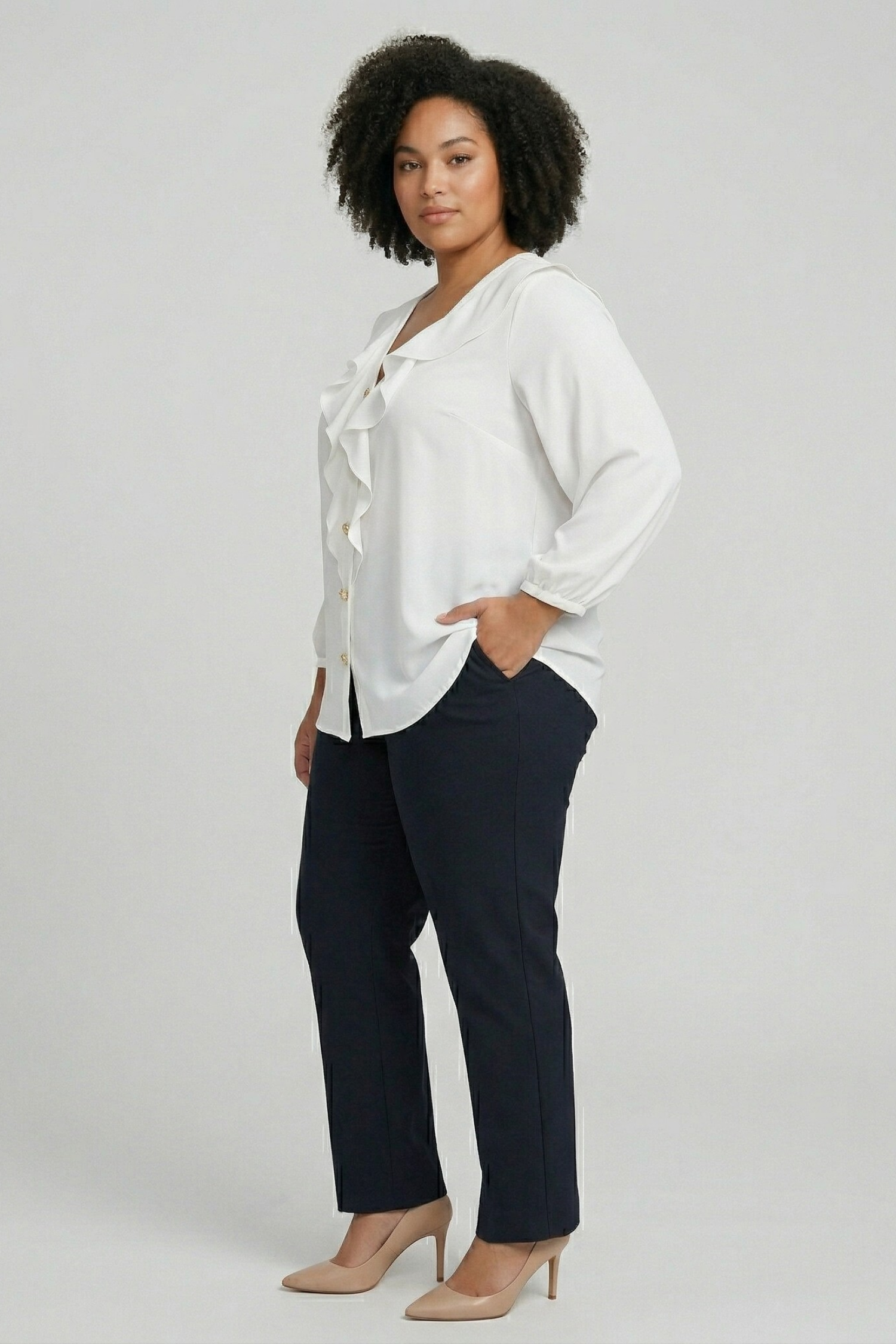 Luxo| Effen blouse met ruches