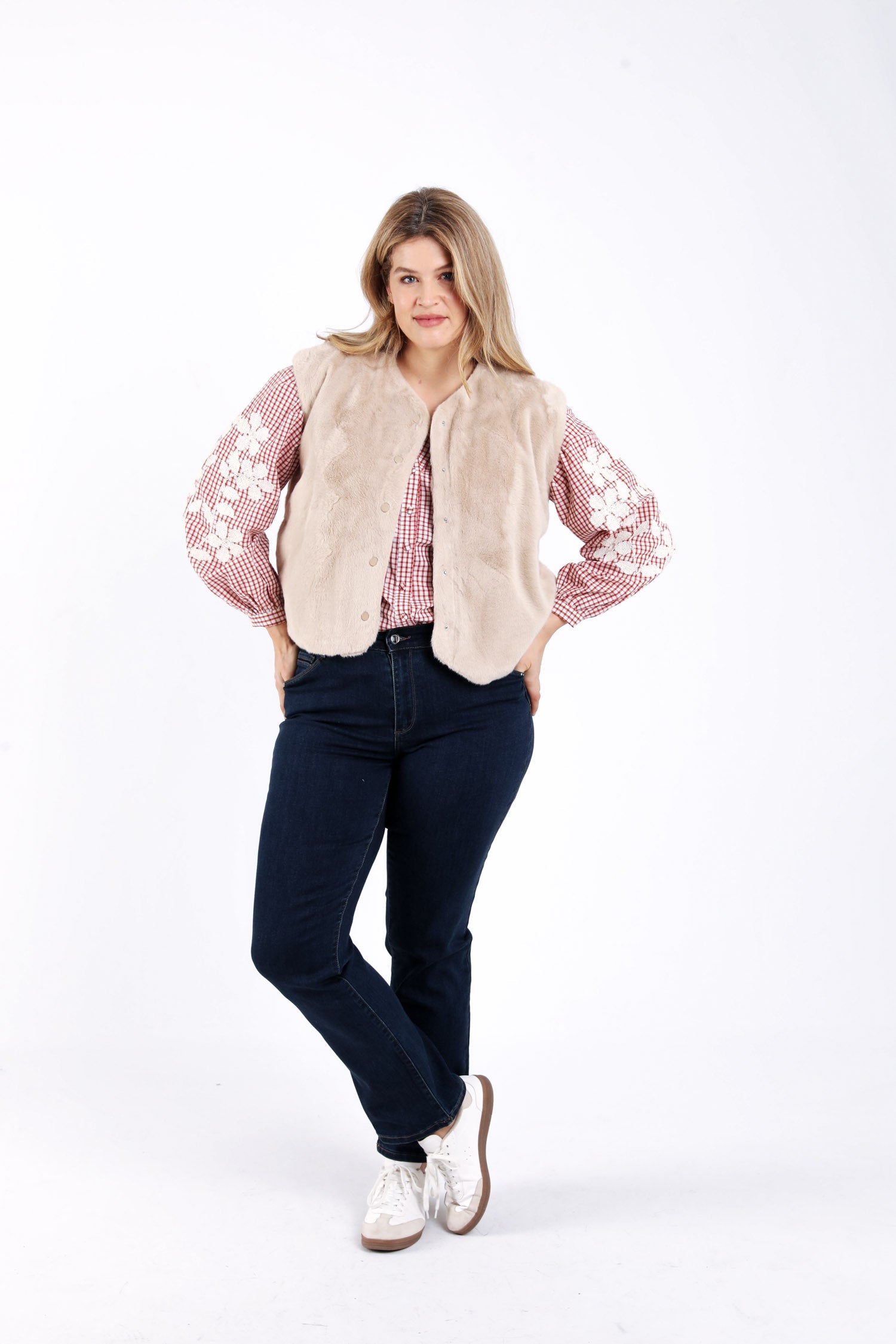 Effen gilet van imitatiebont