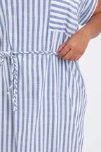 Lange jurk van gestreepte viscose