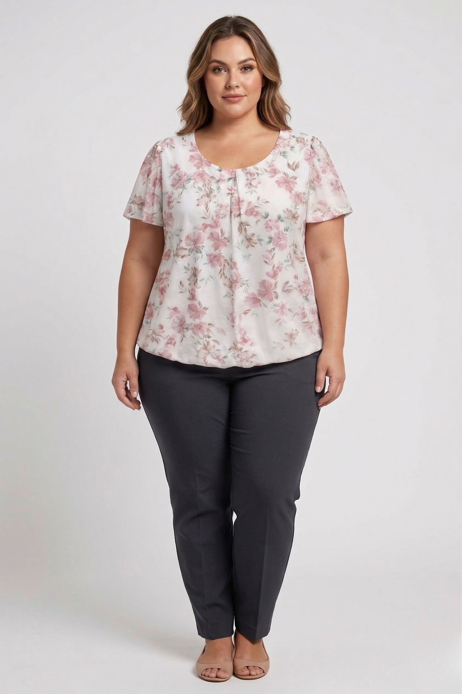 T-shirt van mesh met bloemenprint