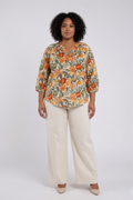 Blouse met citrusprint