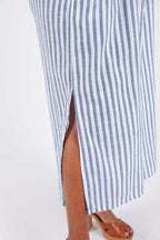 Lange jurk van gestreepte viscose