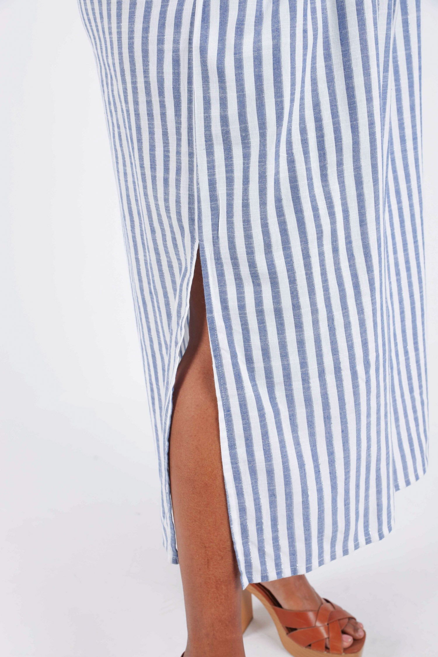 Lange jurk van gestreepte viscose